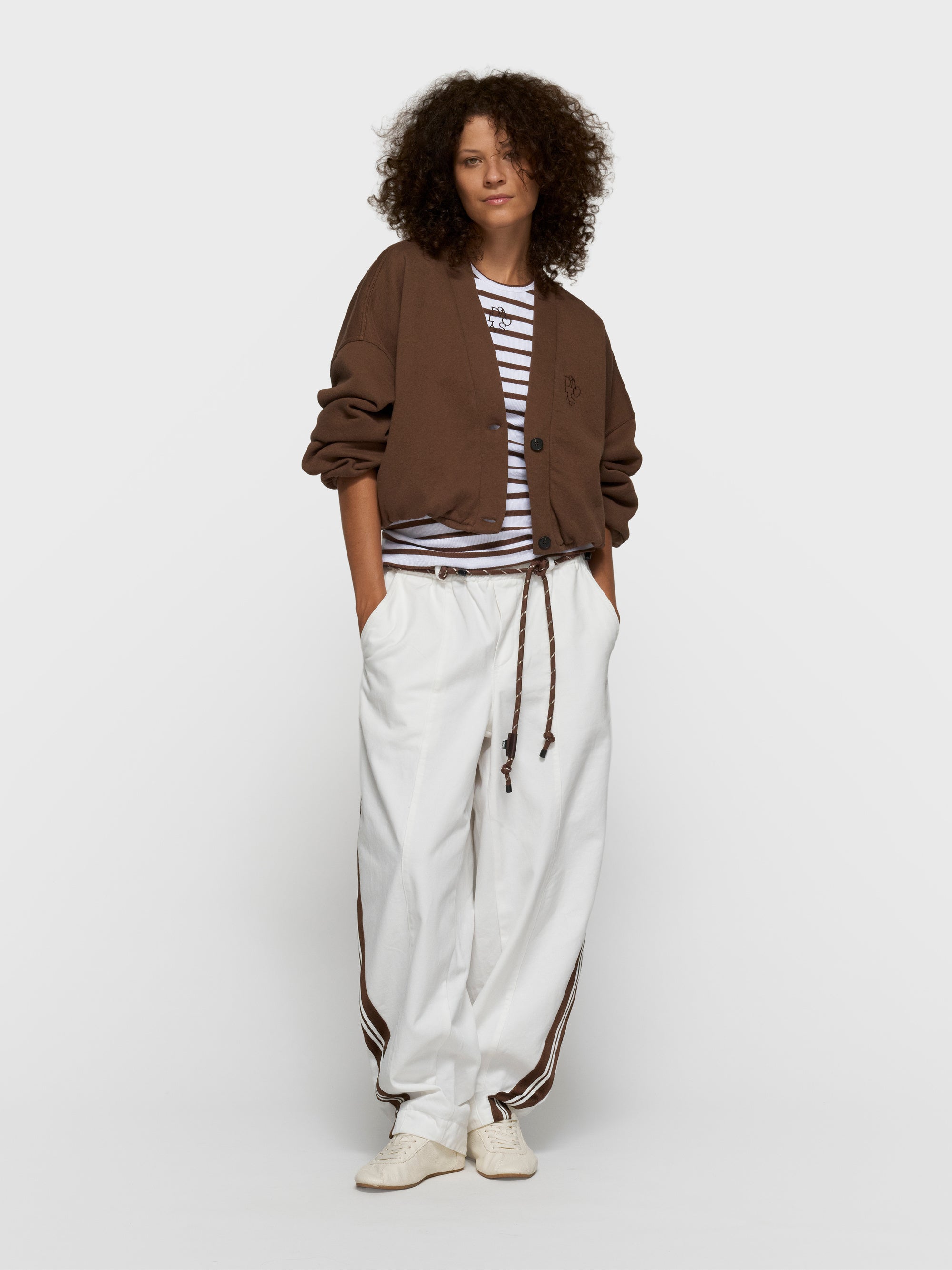 Tanktop Slim Fit - 3076-white/dark truffle - Braun