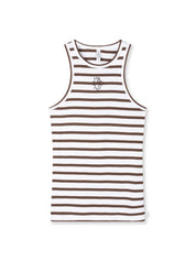 Tanktop Slim Fit - 3076-white/dark truffle - Braun