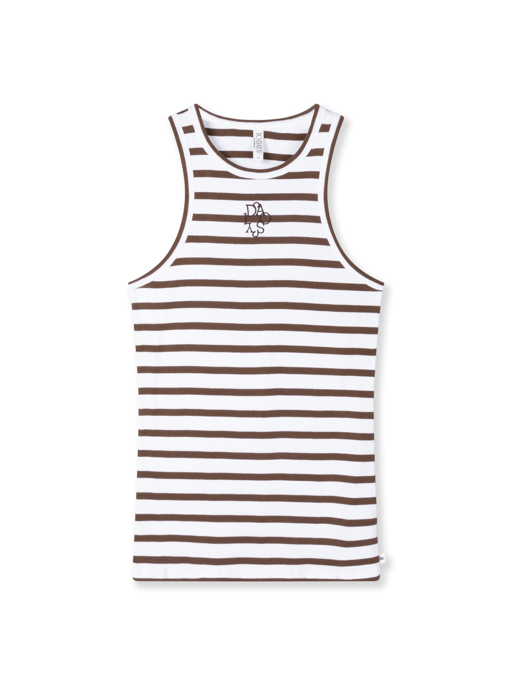 Tanktop Slim Fit - 3076-white/dark truffle - Braun