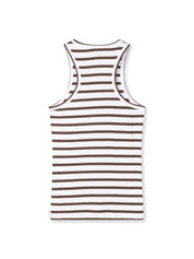 Tanktop Slim Fit - 3076-white/dark truffle - Braun