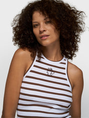 Tanktop Slim Fit - 3076-white/dark truffle - Braun