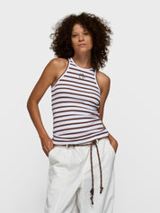 Tanktop Slim Fit - 3076-white/dark truffle - Braun