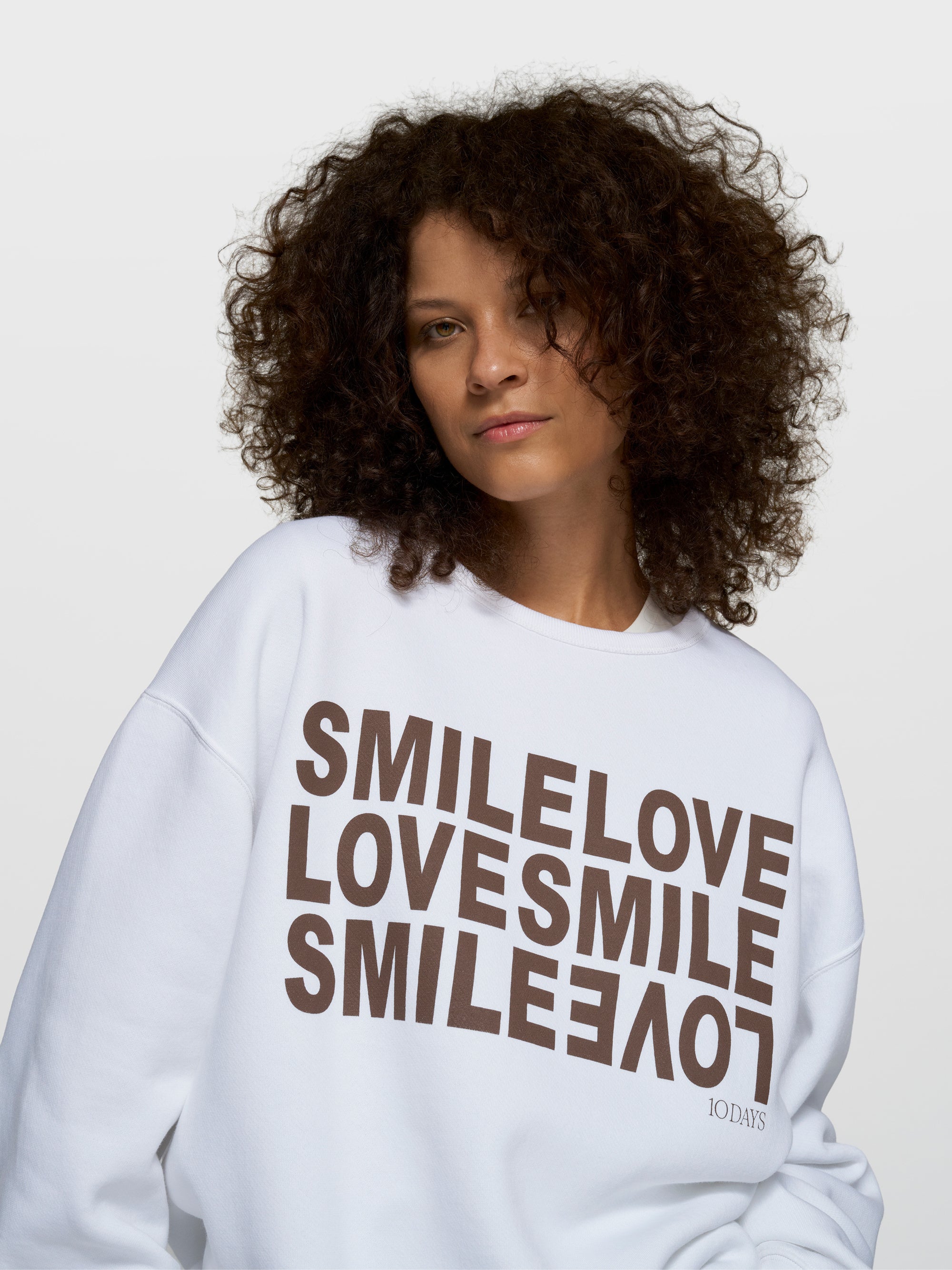 Sweatshirt oversized aus Baumwollmix - 1001-white - Weiß