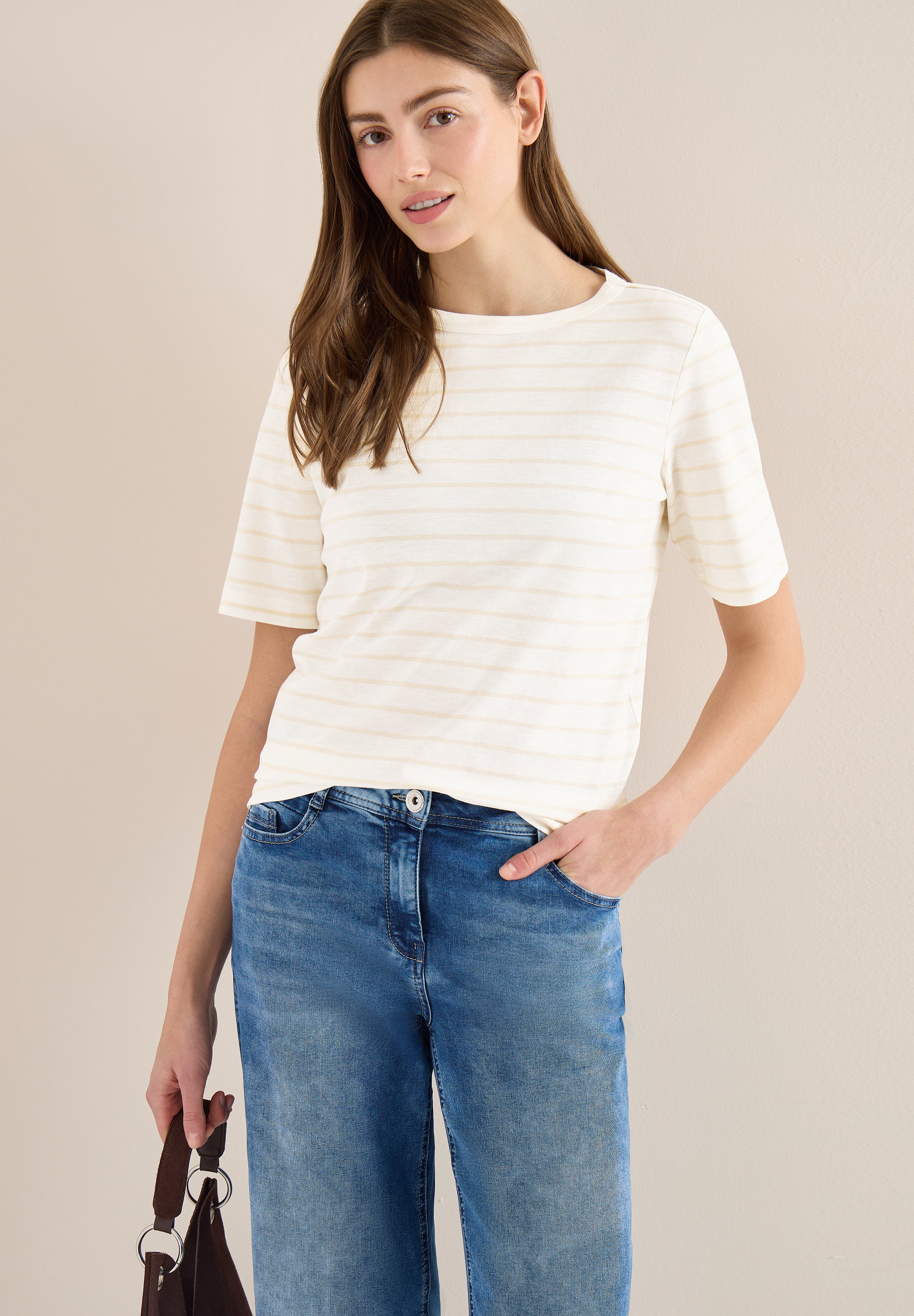 T-Shirt Regular Fit aus Bio-Baumwolle - 23474 vanilla white - Weiß