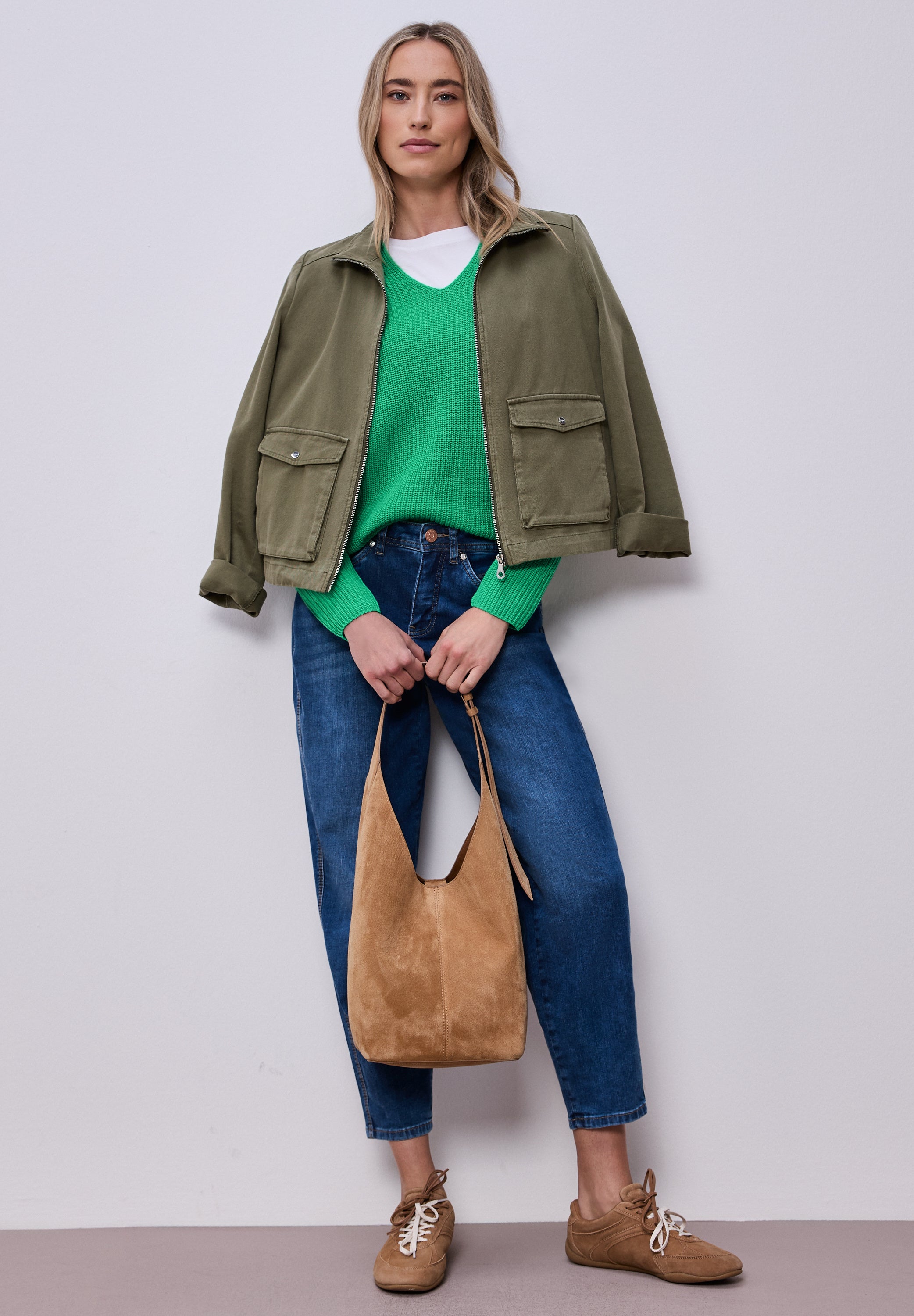 Strickpullover aus Baumwollmix - 17376-arcadia green - Grün