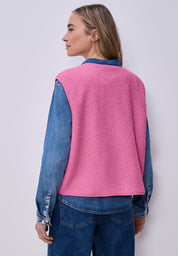 Teddy-Weste mit V-Neck - 17503-ibis rose - Pink