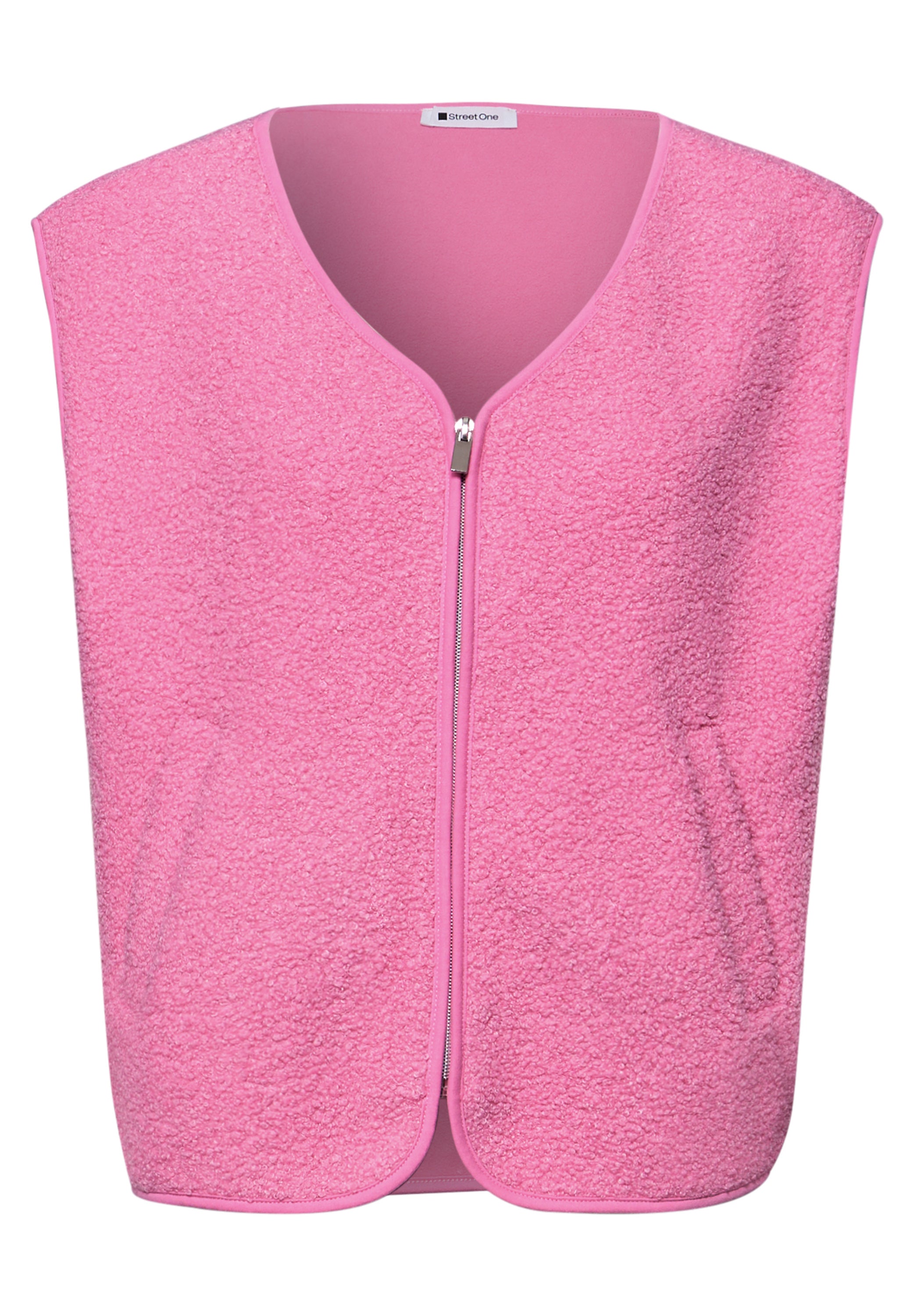 Teddy-Weste mit V-Neck - 17503-ibis rose - Pink