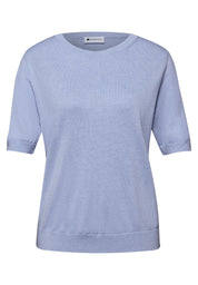 T-Shirt aus Viskosemix - 17511-cashmere blue mel. - Blau