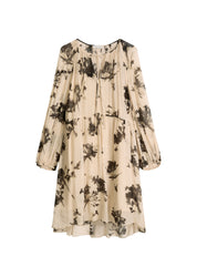 Sommerkleid Mini Loose Fit - 2056-Light Brown_Multi_01 - Beige