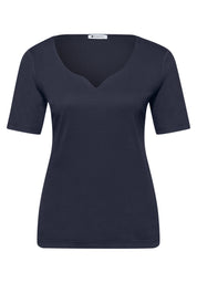T-Shirt aus Baumwollmix - 17502-shadowed navy - Blau