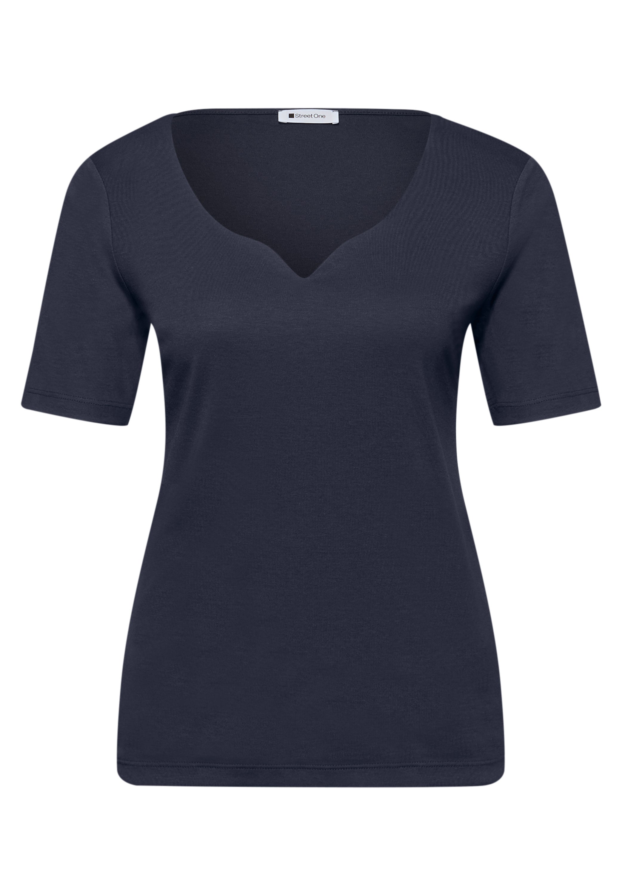 T-Shirt aus Baumwollmix - 17502-shadowed navy - Blau