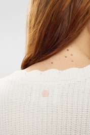 Strickpullover aus Baumwollmix - 9001 - Creme