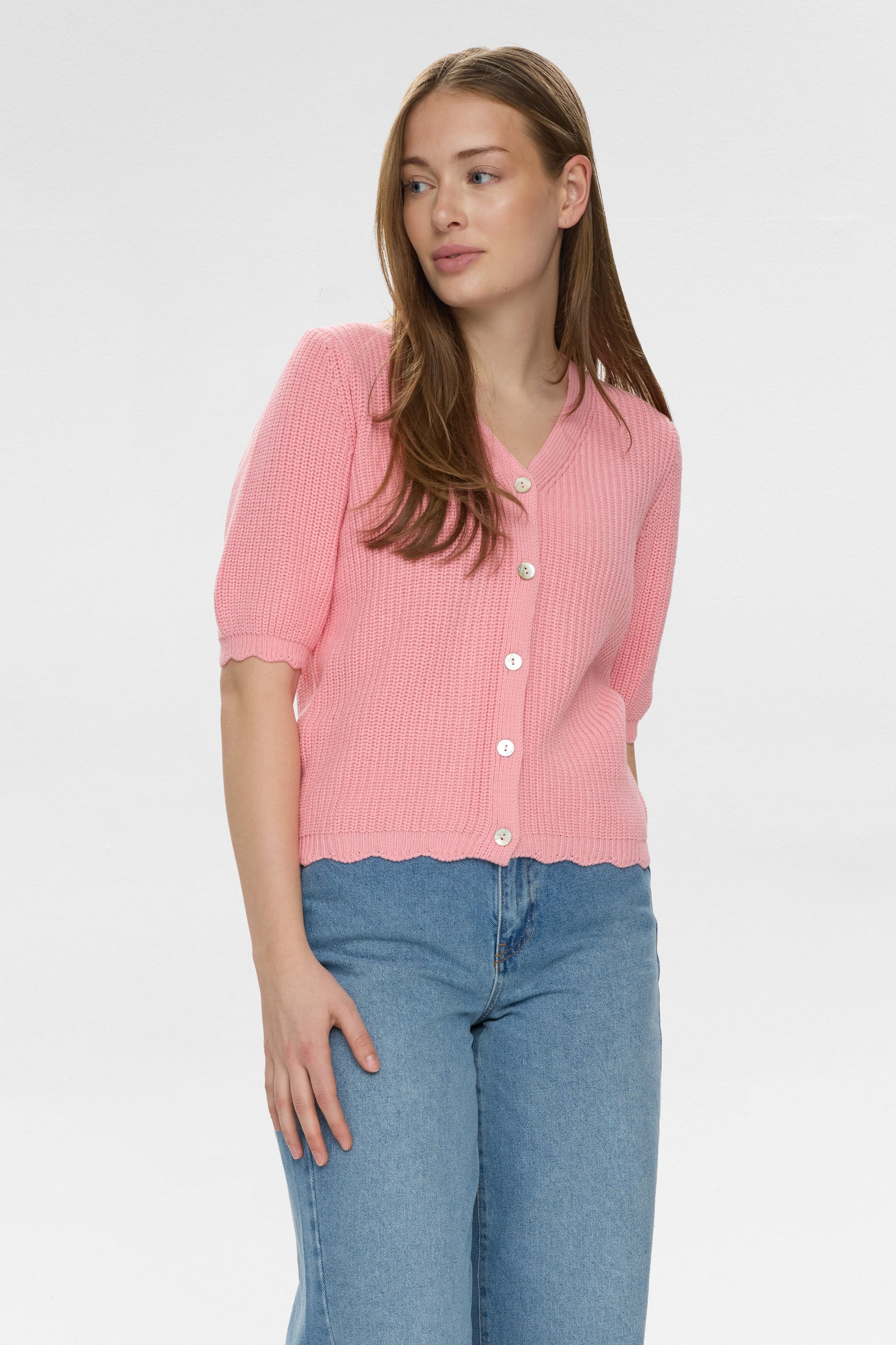 Strickcardigan aus Baumwollmix - 2708 - Pink