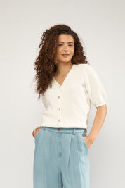 Strickcardigan aus Baumwollmix - 9001 - Creme