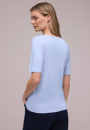 T-Shirt aus Baumwollmix - 17501-cashmere blue - Blau