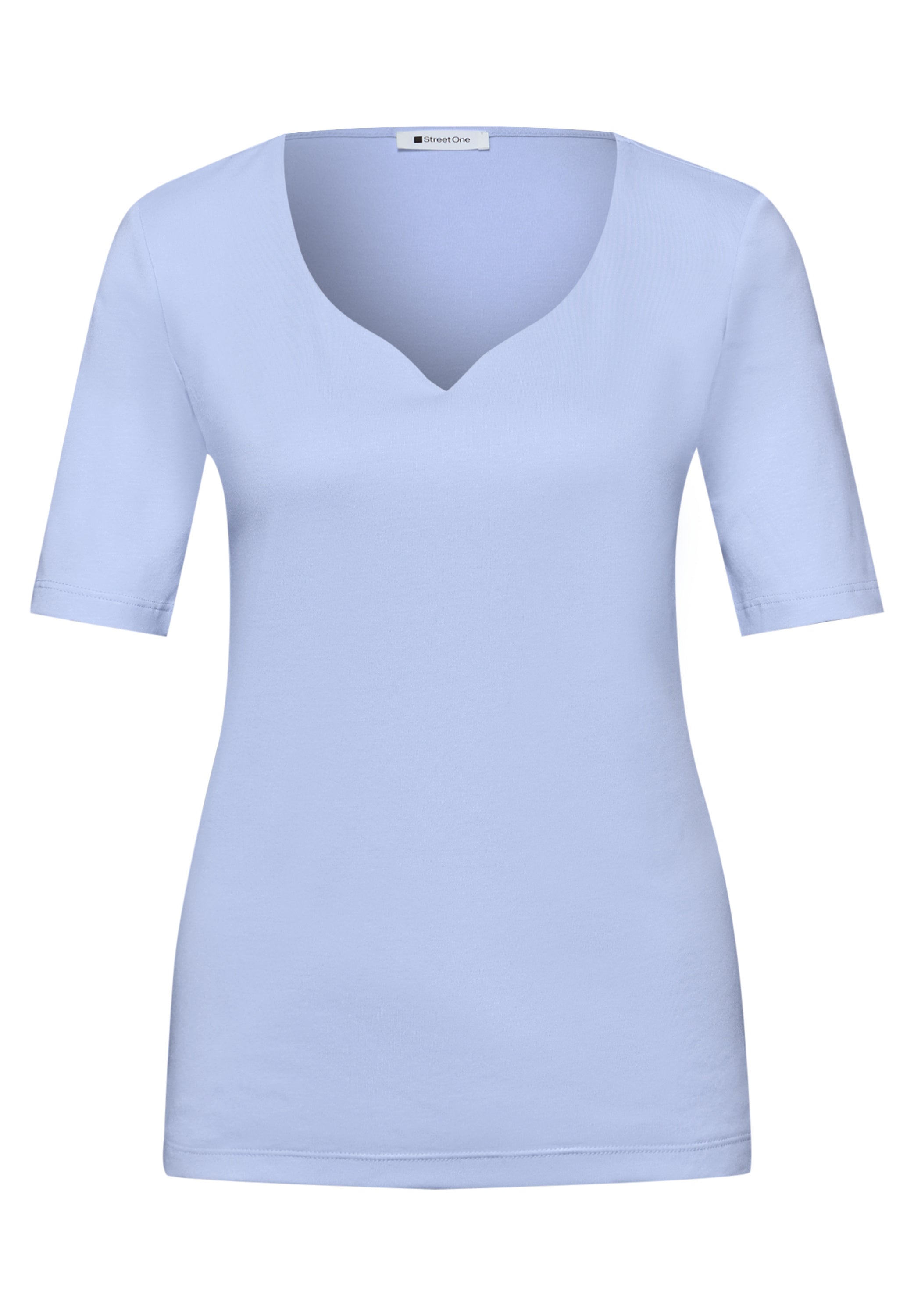 T-Shirt aus Baumwollmix - 17501-cashmere blue - Blau