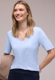 T-Shirt aus Baumwollmix - 17501-cashmere blue - Blau