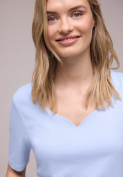 T-Shirt aus Baumwollmix - 17501-cashmere blue - Blau