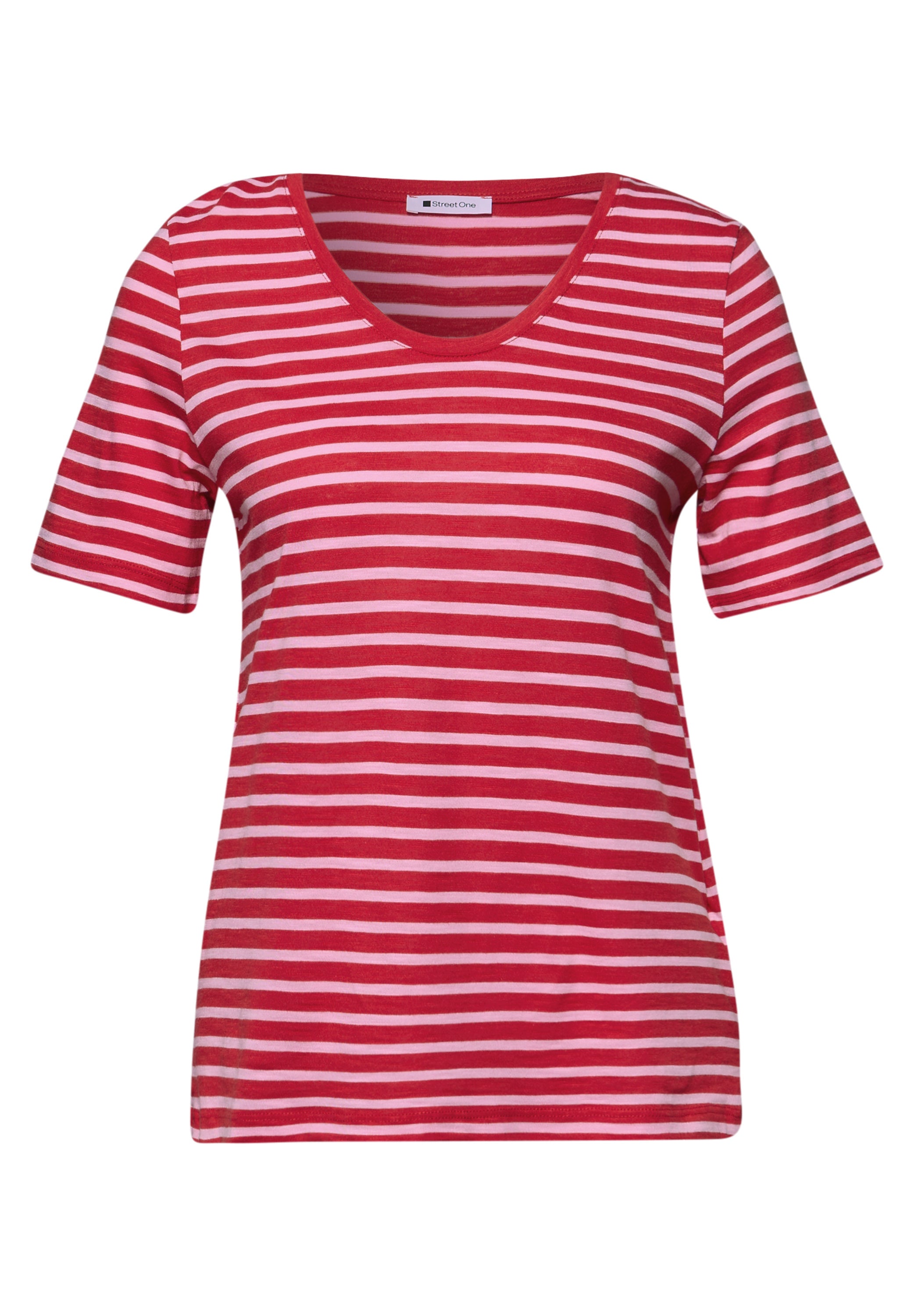 T-Shirt aus Baumwollmix - 27504-salsa red - Rot