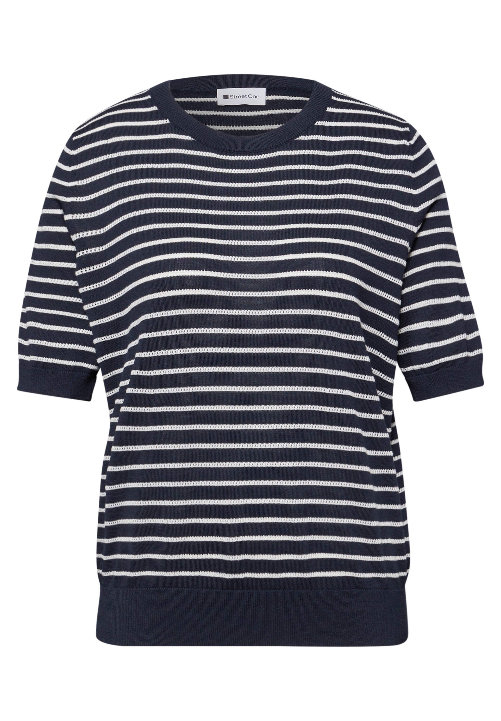 Strick-T-Shirt aus Viskosemix - 27502-shadowed navy - Blau