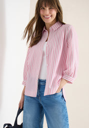 Seersucker-Bluse gestreift - 37492 beetroot pink - Rosa