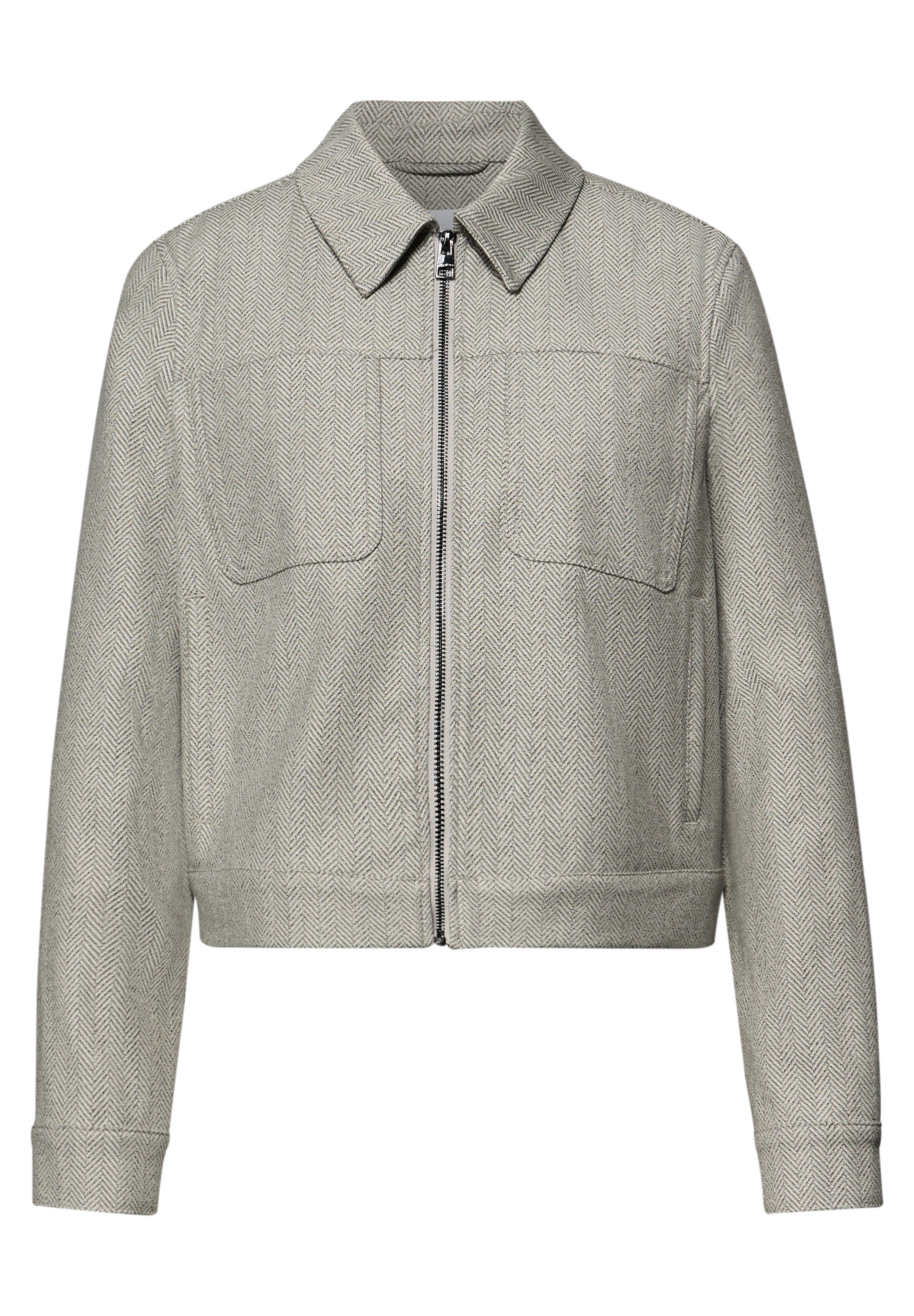 Jacke mit Fischgrätmuster - 27499-smoke beige - Beige