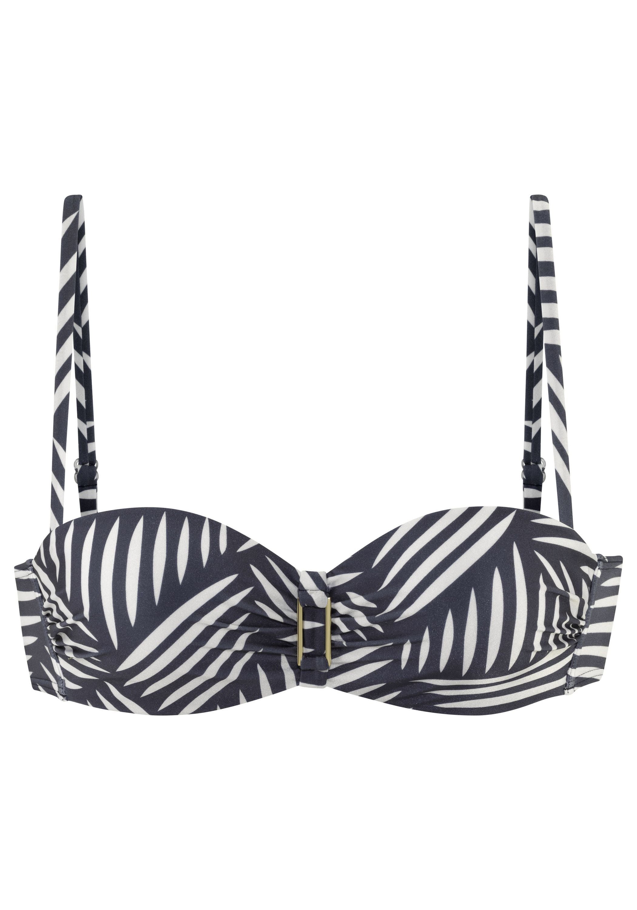 Bikini-Top mit Bügel gemustert - 8682-anthracite-c - Schwarz