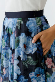Ausgesteller Rock Midi floral - 0575-dk blue  blue - Blau