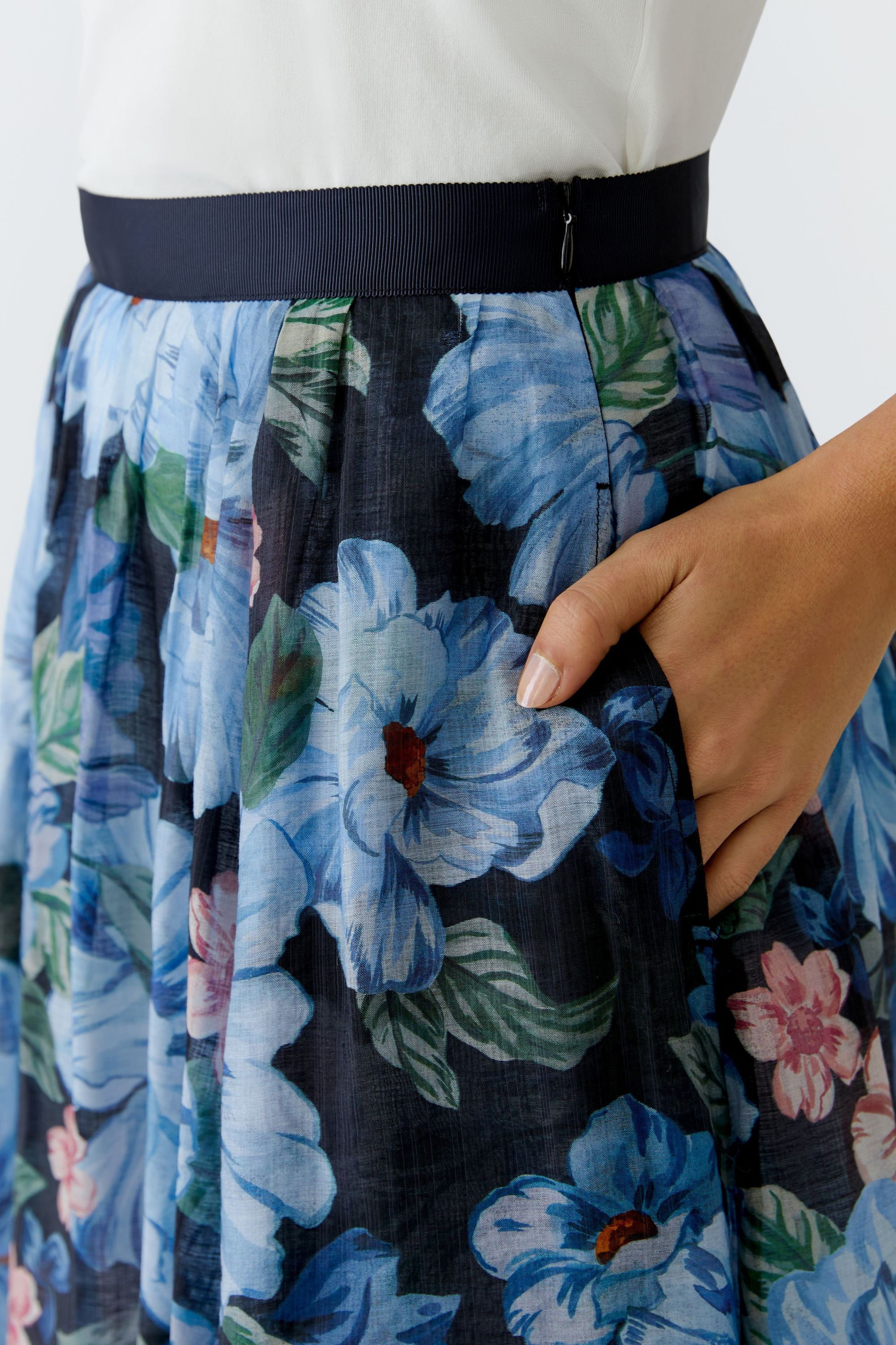 Ausgesteller Rock Midi floral - 0575-dk blue  blue - Blau