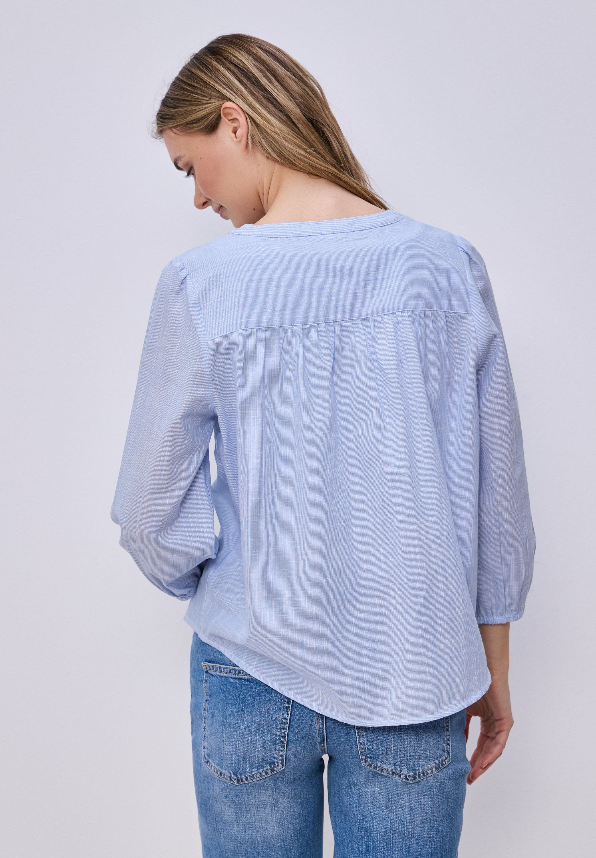 Bluse aus Baumwolle - 12289-original blue - Blau