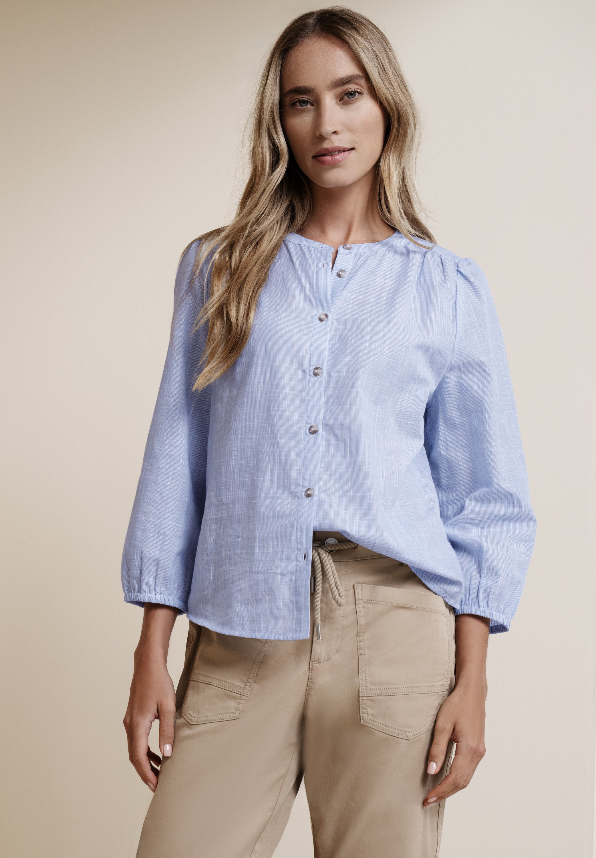 Bluse aus Baumwolle - 12289-original blue - Blau