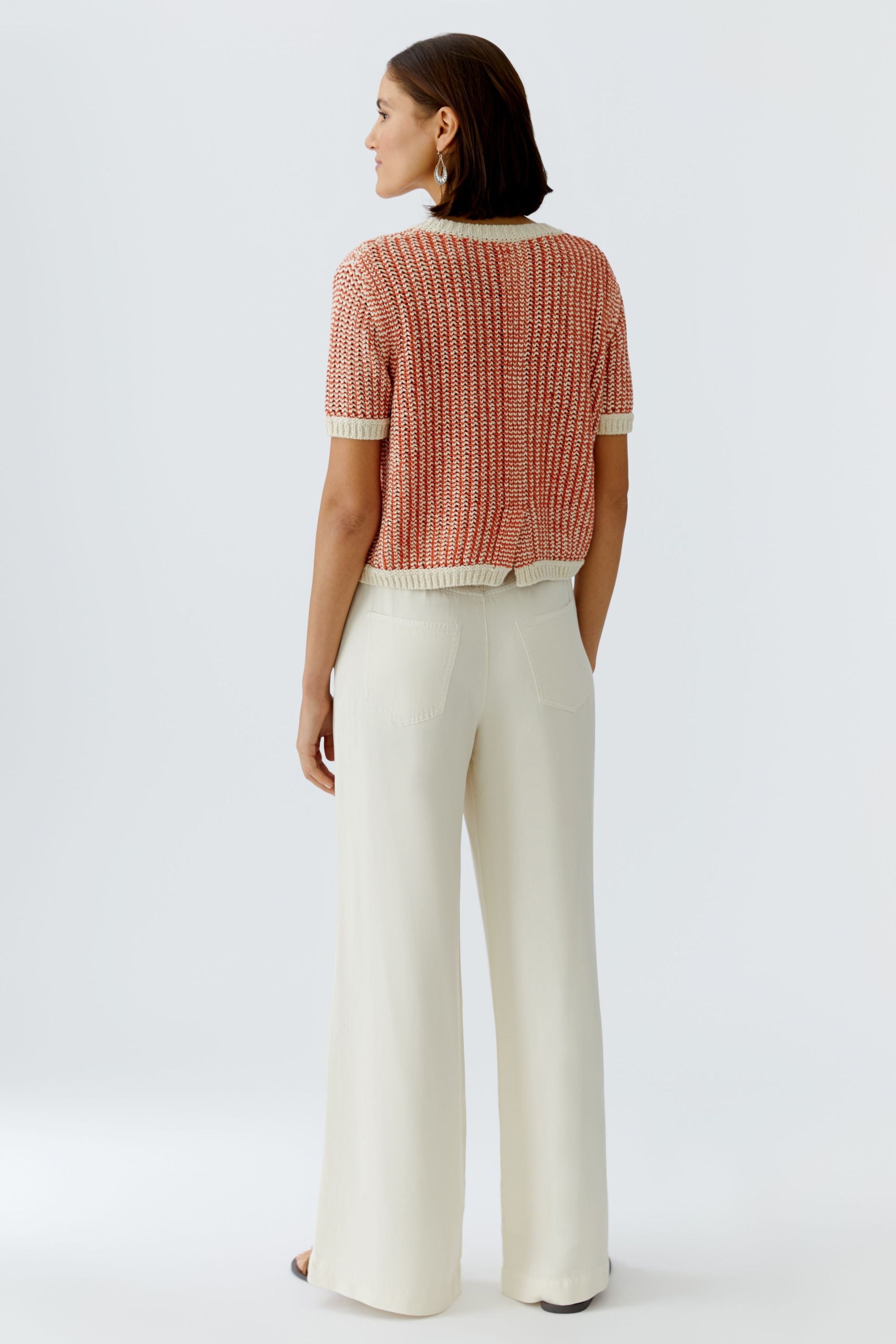 T-Shirt aus Baumwollmix - 0112-offwhite apricot - Orange