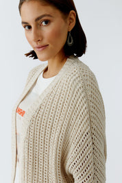 Strick-Cardigan aus Baumwollmix - 7032-biscuit - Beige