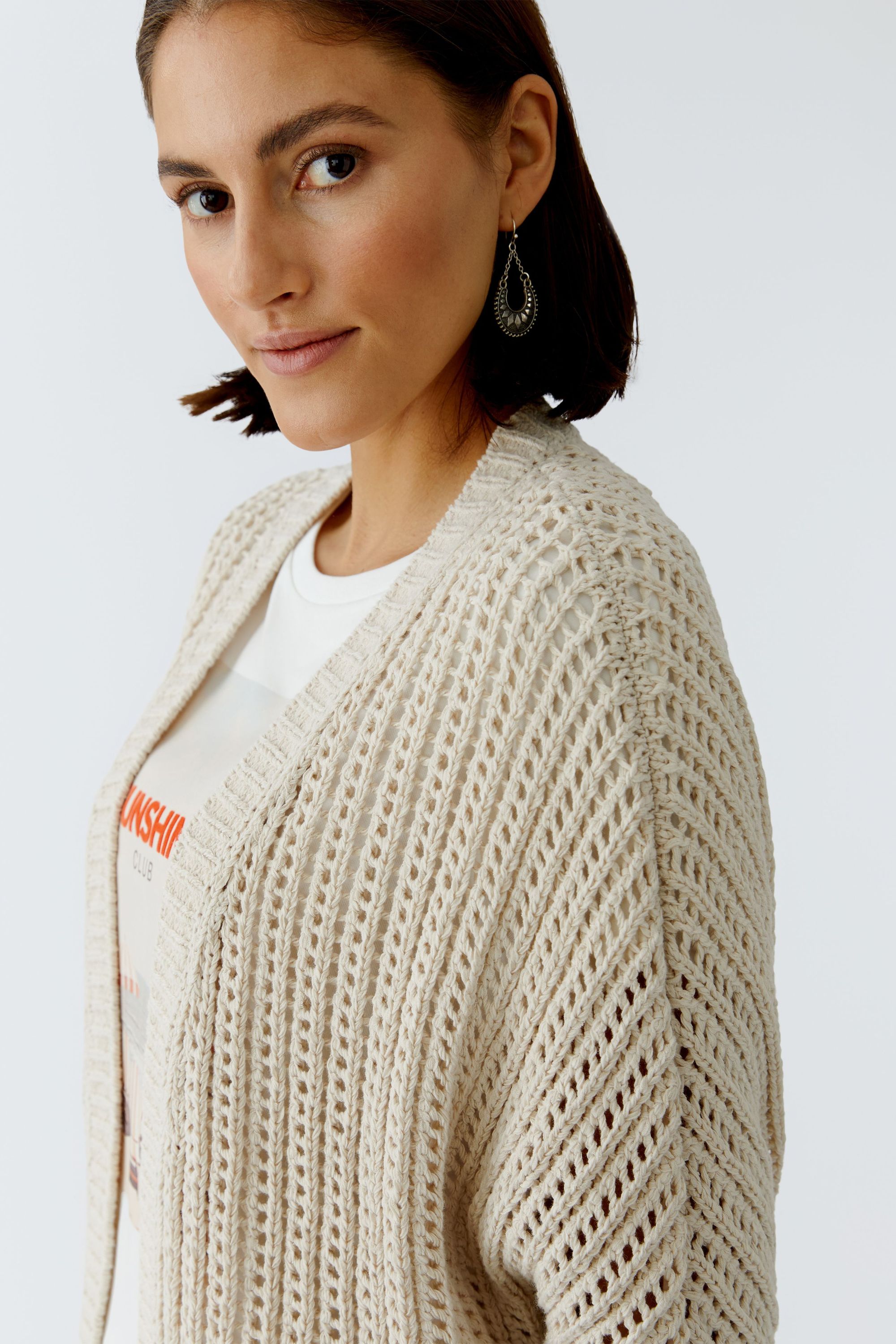 Strick-Cardigan aus Baumwollmix - 7032-biscuit - Beige