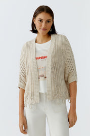 Strick-Cardigan aus Baumwollmix - 7032-biscuit - Beige