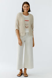 Strick-Cardigan aus Baumwollmix - 7032-biscuit - Beige