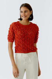 Strickpullover aus Baumwolle - 2972-burnt tangarine - Orange