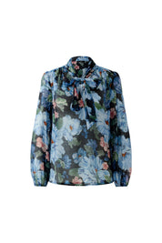 Bluse floral aus Viskosemix - 0575-dk blue  blue - Blau