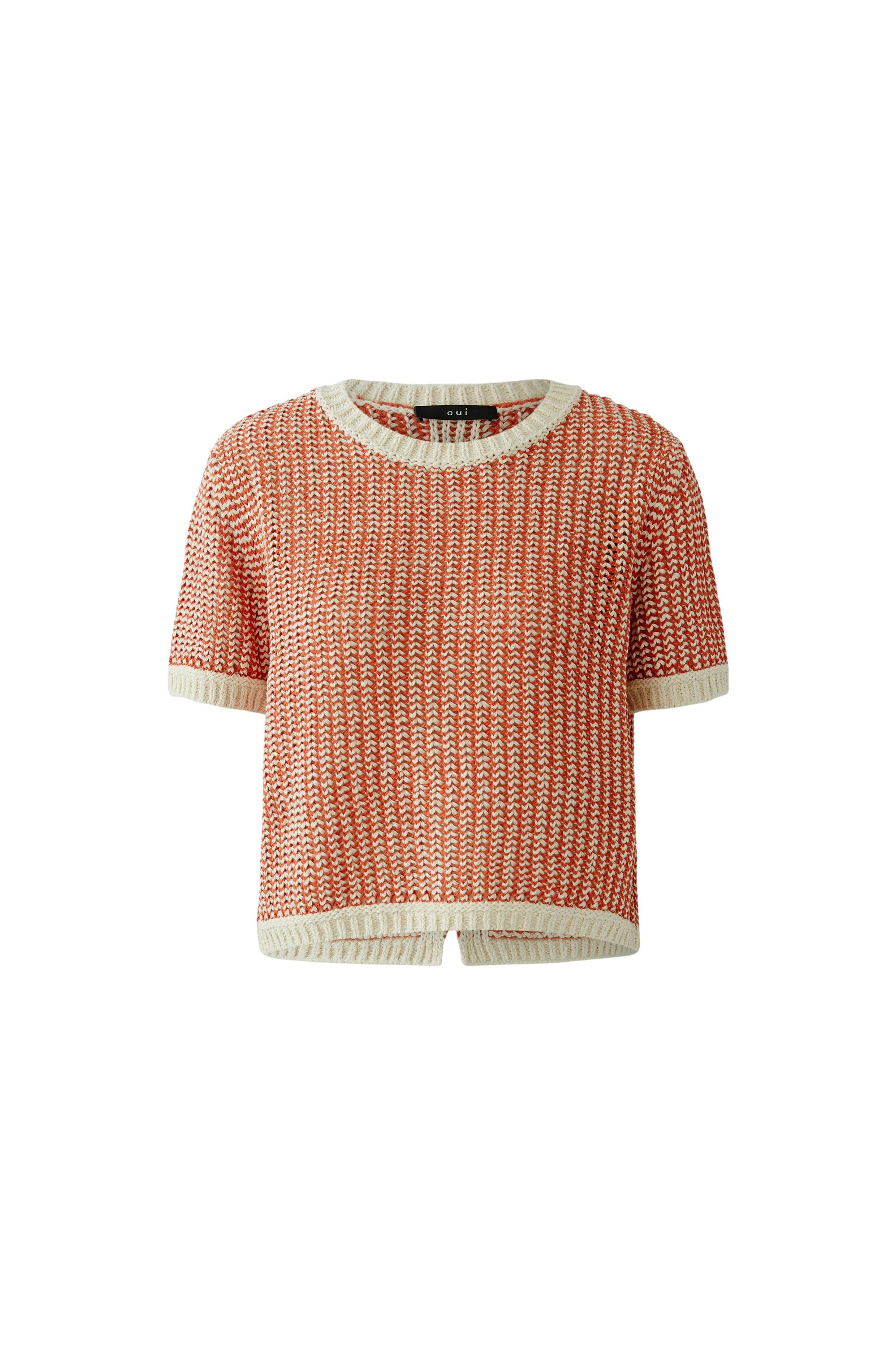 T-Shirt aus Baumwollmix - 0112-offwhite apricot - Orange