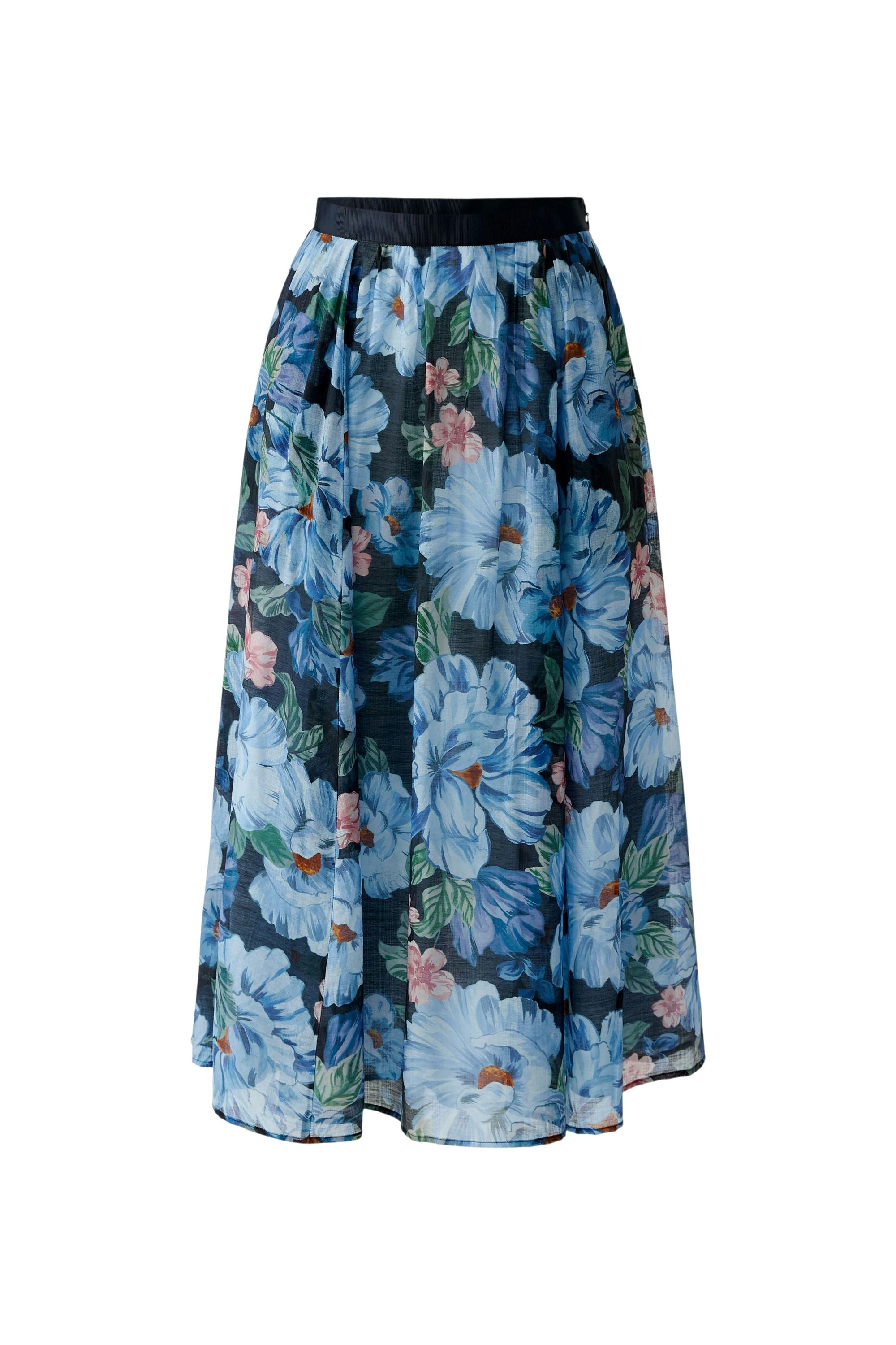 Ausgesteller Rock Midi floral - 0575-dk blue  blue - Blau