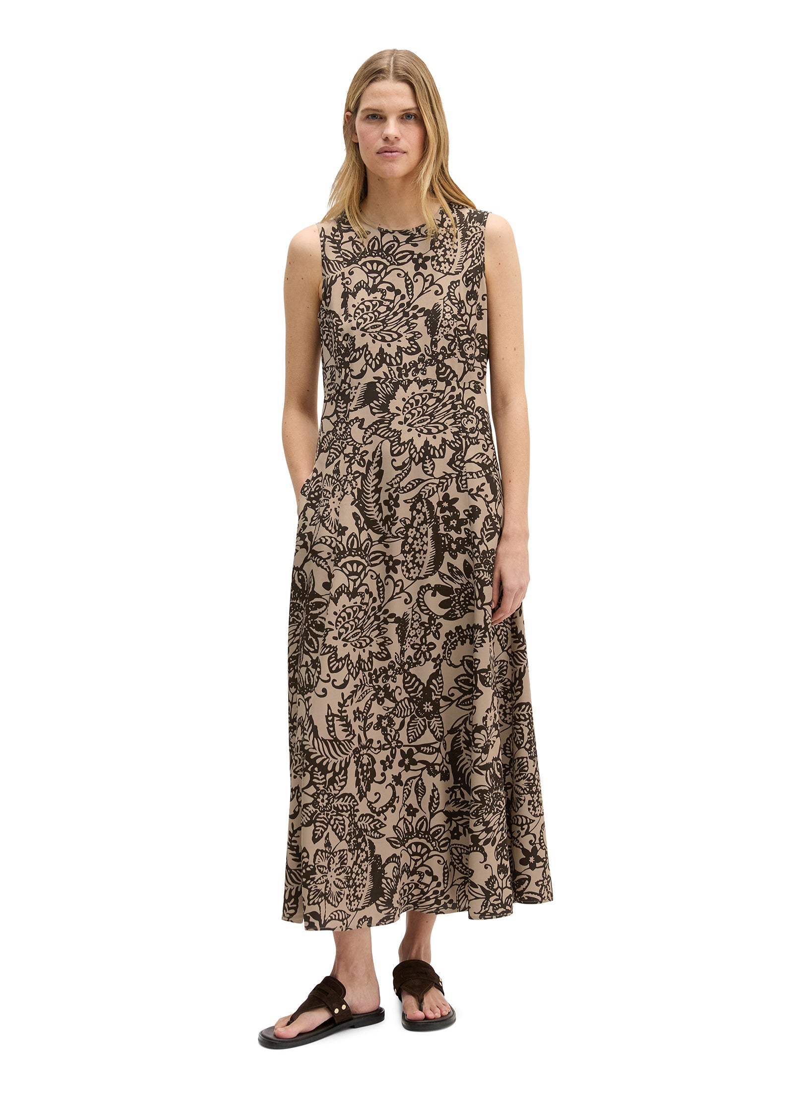 Sommerkleid Maxi aus Viskose - 1543-Dark Brown_Multi_01 - Braun