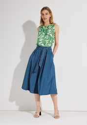 Jeansrock Midi aus Baumwolle - 0962 - Blau