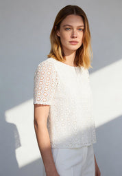 Schlupfbluse aus Spitze - 0041 - Weiß