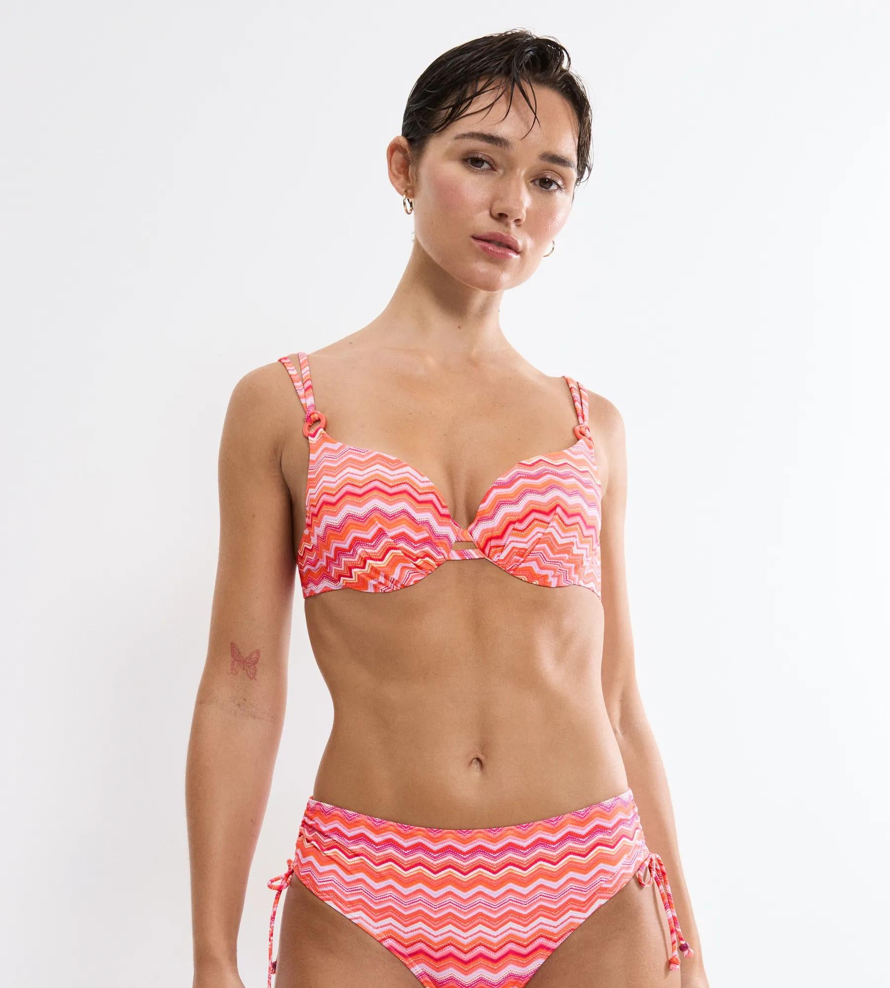Bikini-Top gemustert mit Bügel - M017 ORANGE - LIGHT COMBINATIO - Orange