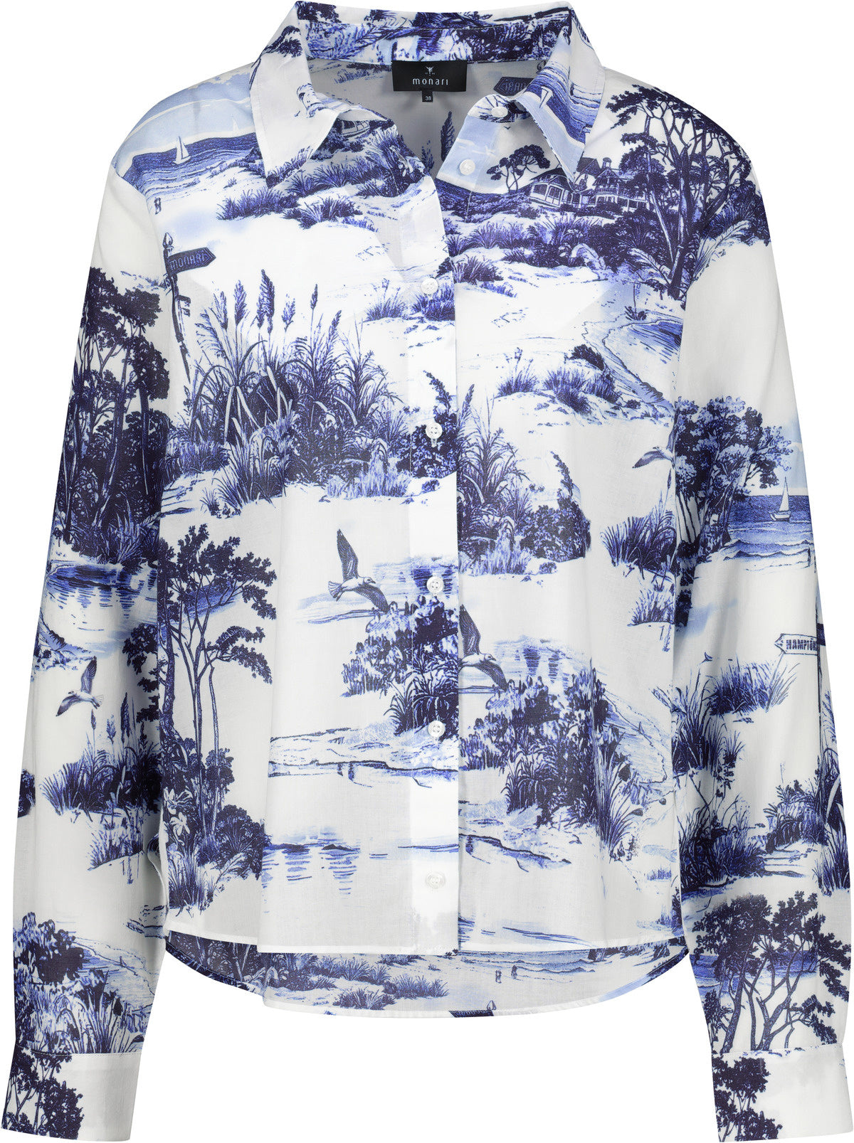 Bluse mit Print aus Baumwolle - 757 marine gemustert - Blau