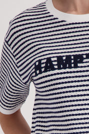 T-Shirt aus Baumwollmix - 756 marine ringel - Blau | Weiß