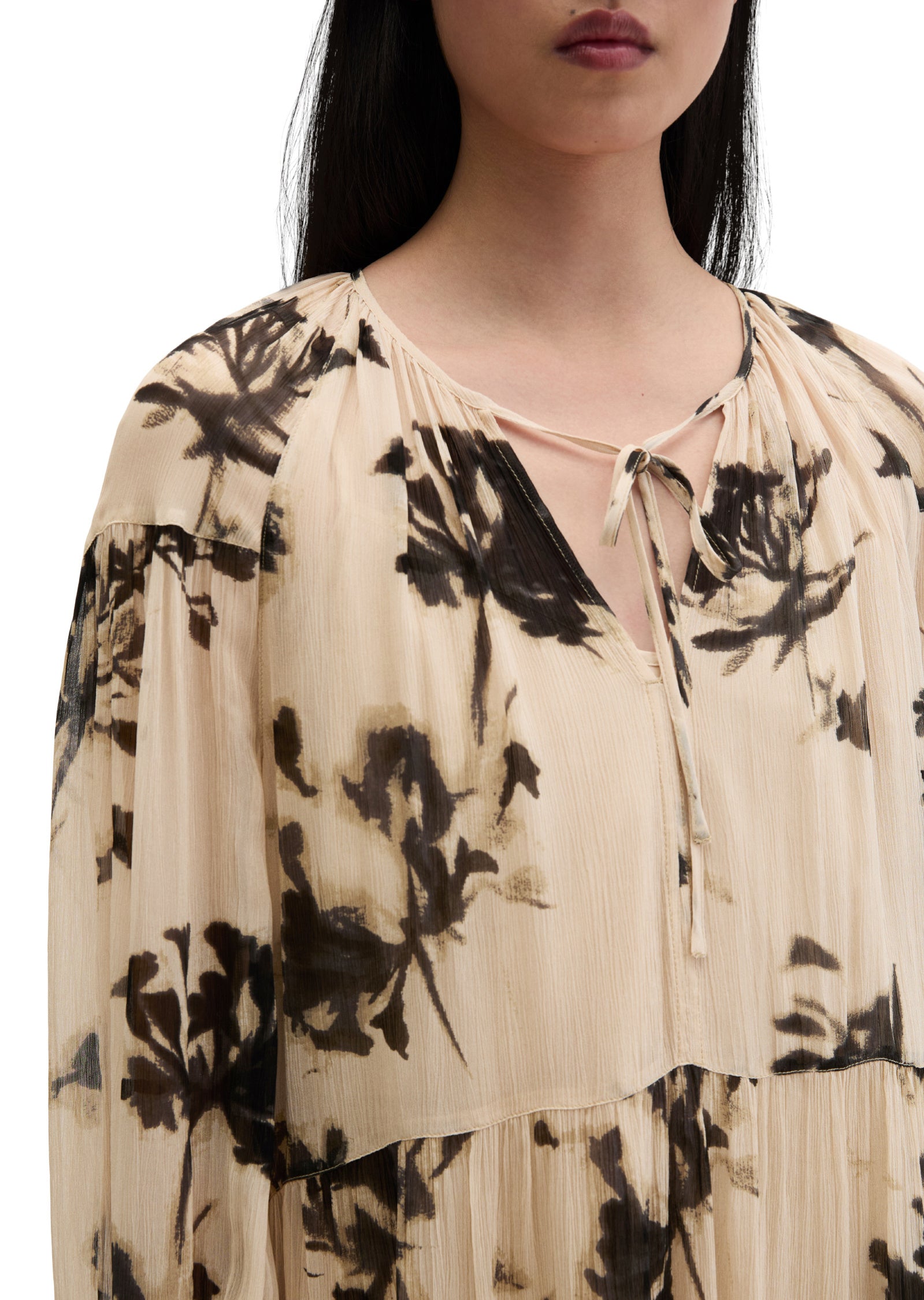 Sommerkleid Mini Loose Fit - 2056-Light Brown_Multi_01 - Beige