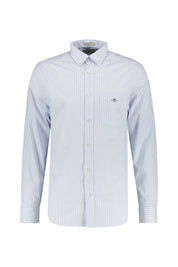 Gestreiftes Freizeithemd aus Baumwolle - 455-LIGHT BLUE - Blau