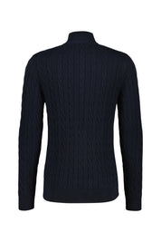 Strickpullover mit Zopfmuster - 433-EVENING BLUE - Blau