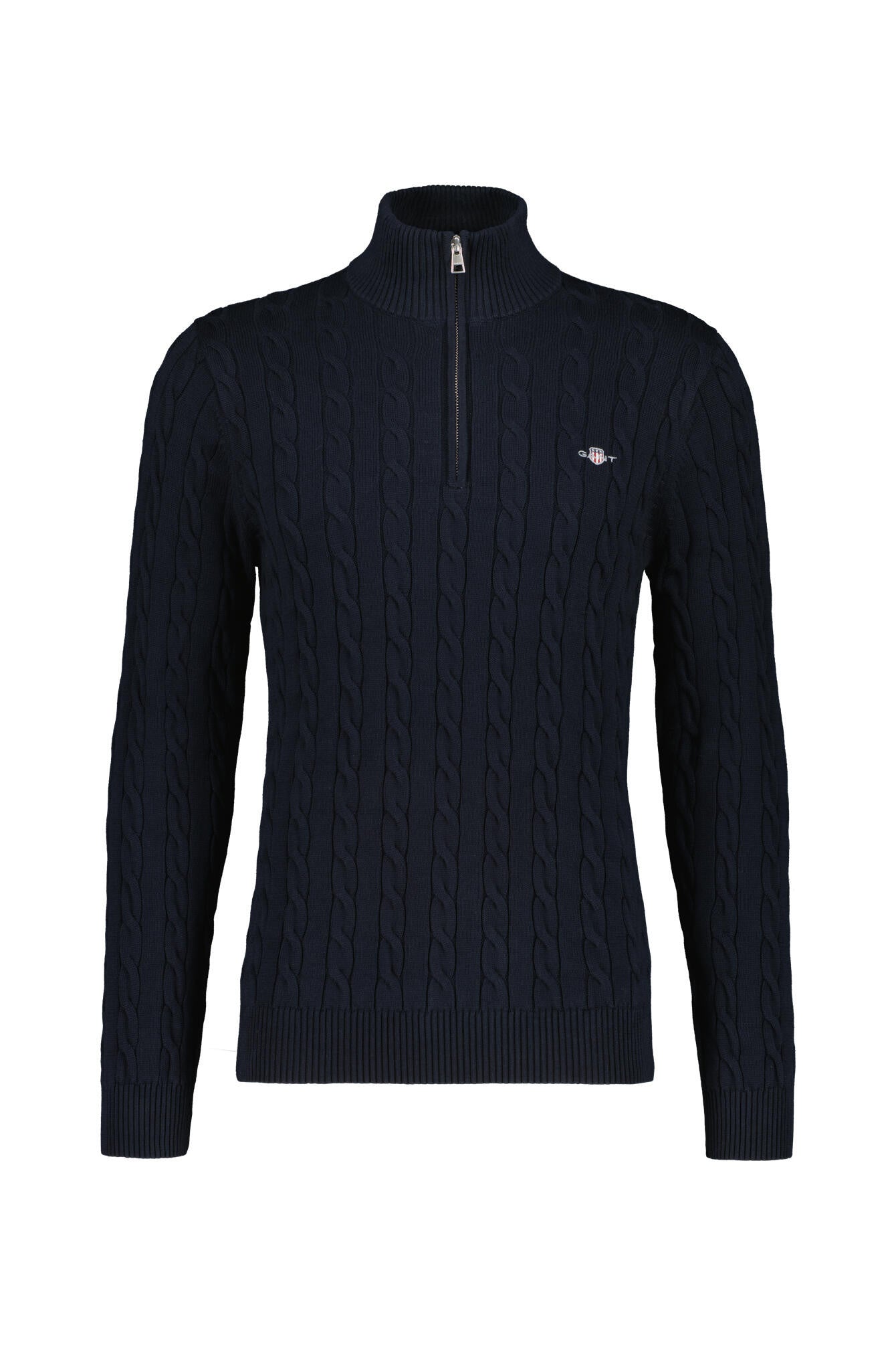 Strickpullover mit Zopfmuster - 433-EVENING BLUE - Blau